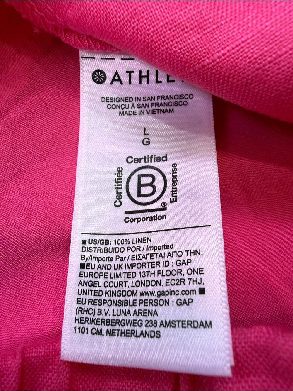 NWT Athleta Retreat Linen High Rise Wide Leg Pant Hot Pink Size Large - Picture 8 of 12